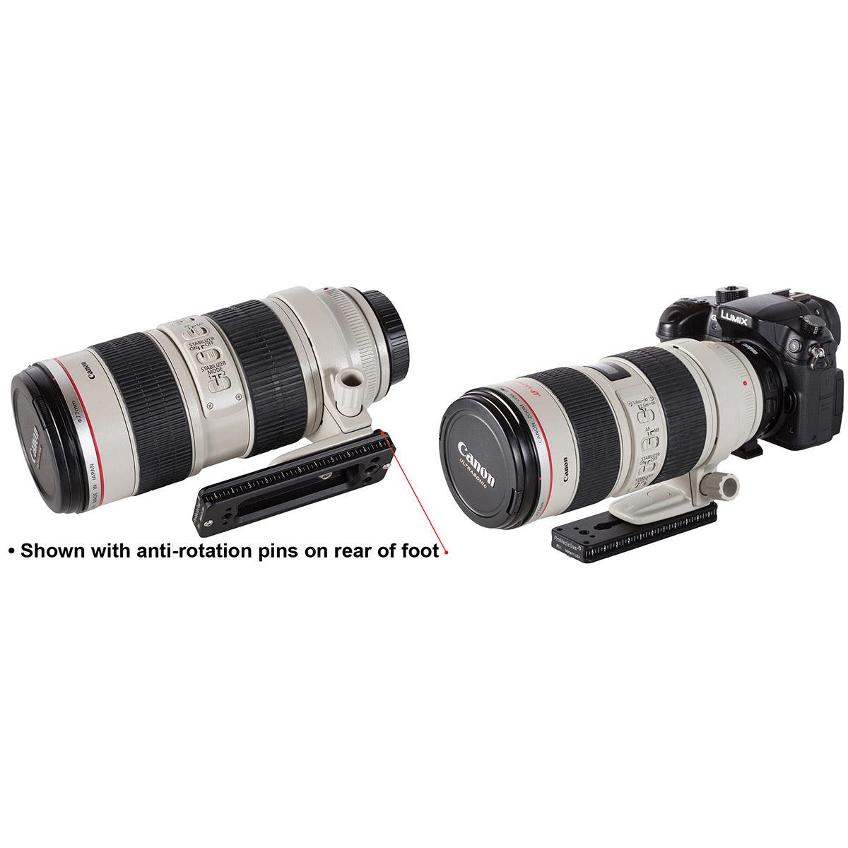 Anti-rotation pins mounted onto the front of the foot.