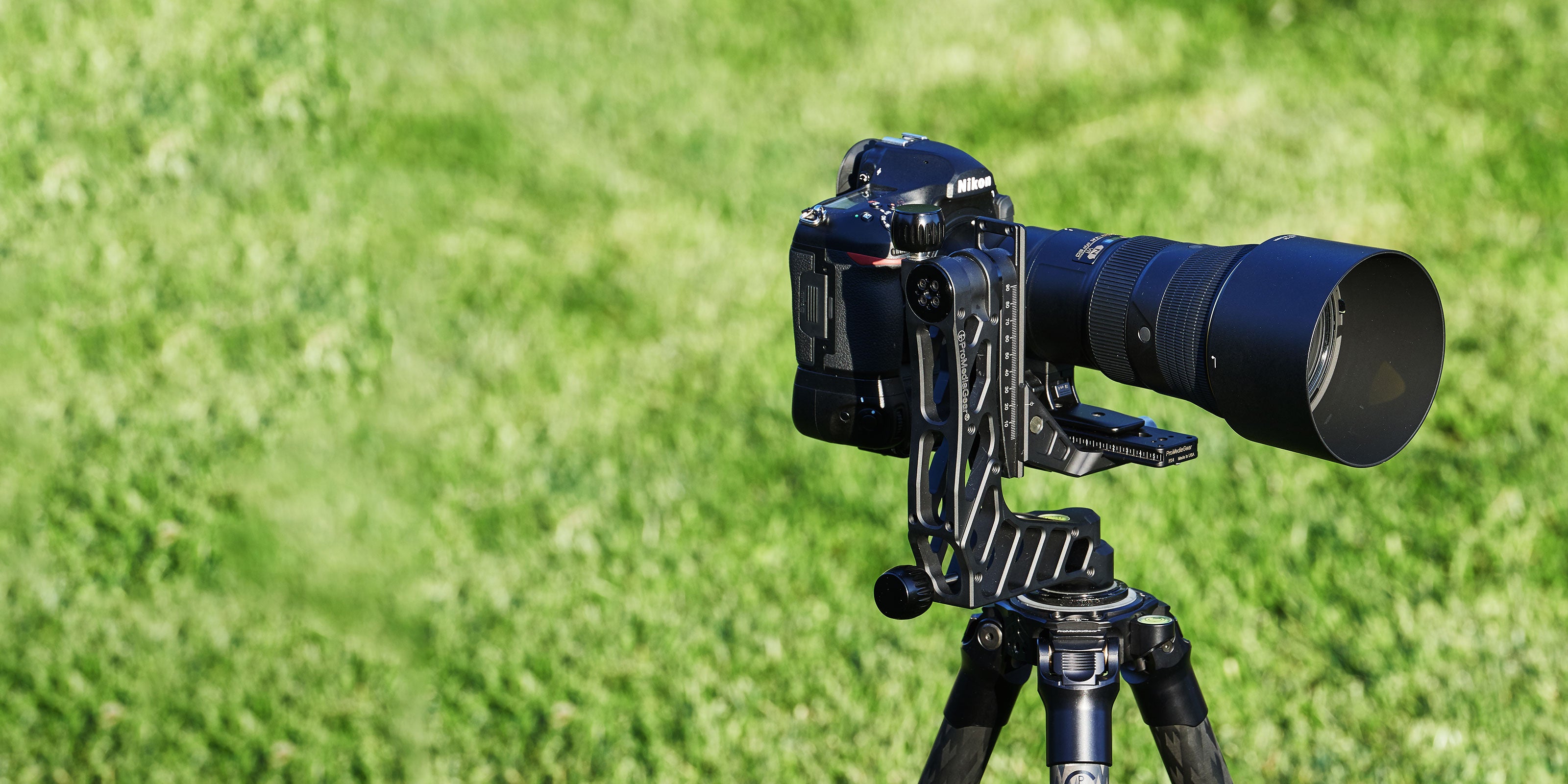 ProMediaGear carbon fiber tripod in use outdoors 