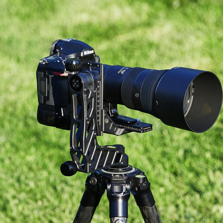 ProMediaGear carbon fiber tripod in use outdoors mobile view