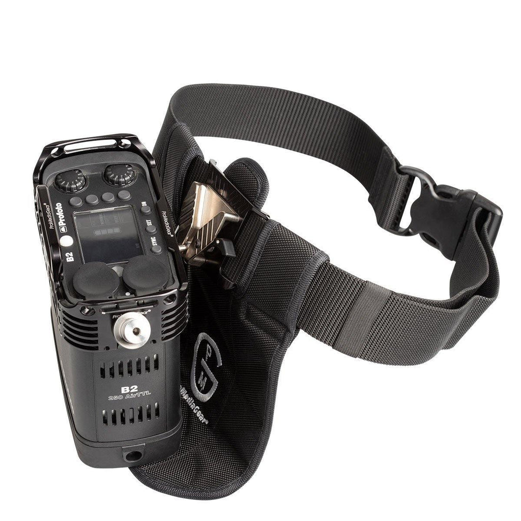 In use with Profoto B2 cage on PMG Camera Belt System