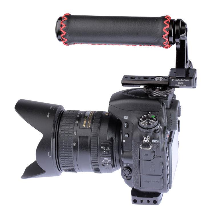 Mounted to DSLR with Top NATO Handle